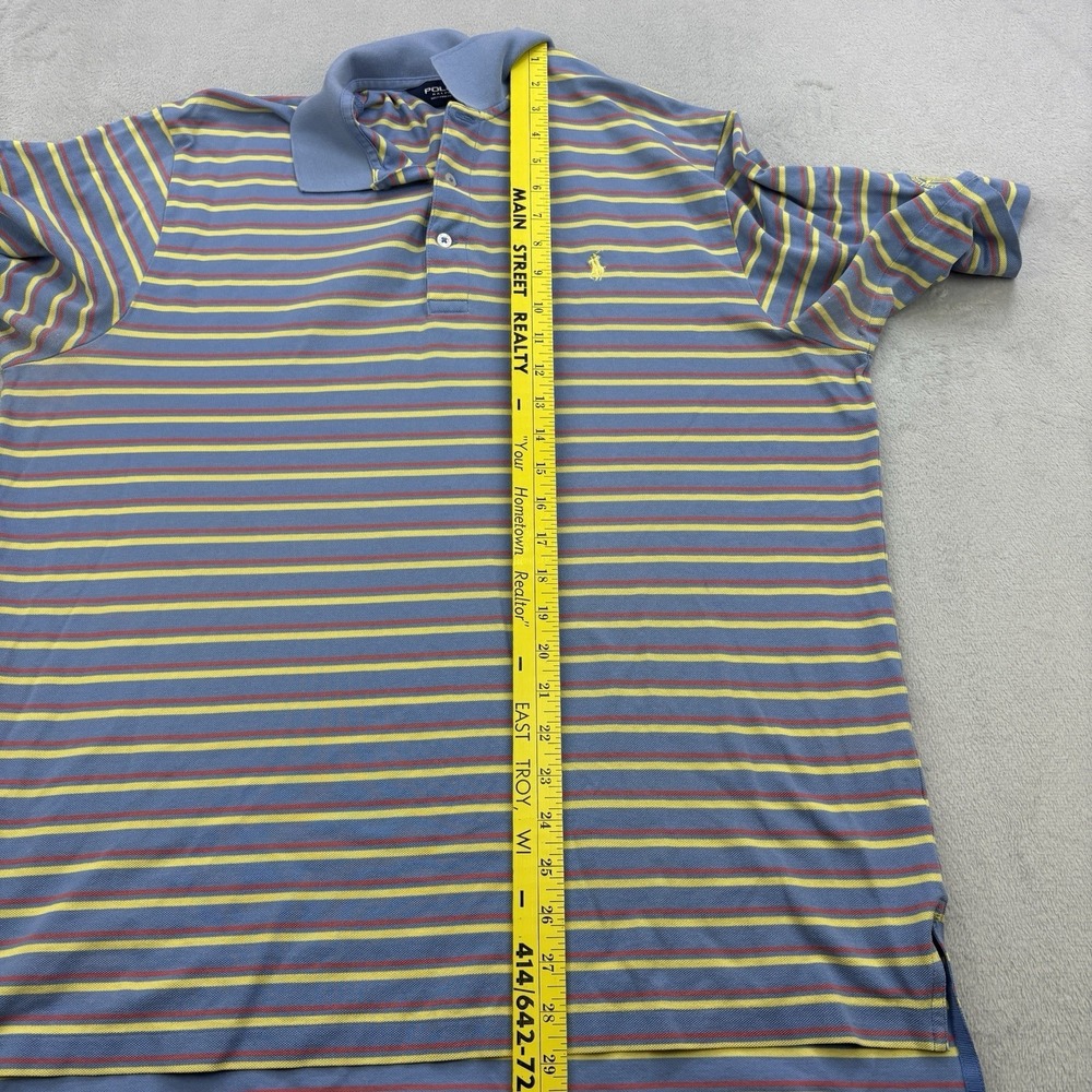 Vintage Polo Golf Polo Mens Large Blue Striped 90s Pima Cotton Pony Collared - Picture 9 of 10